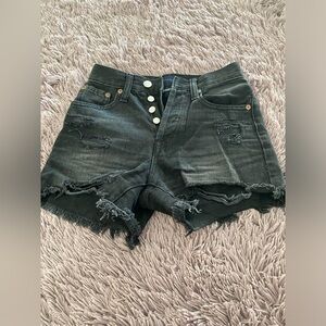 Aeropostale Black Frayed Jean Shorts